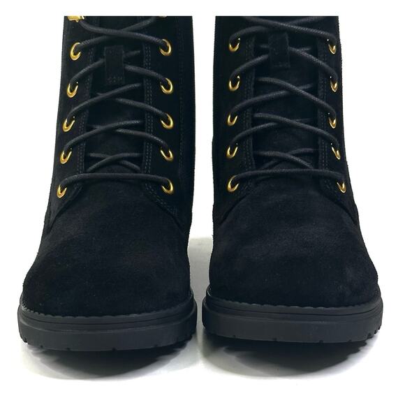 Cole Haan Camea II Waterproof Combat Boots Black Suede Womens Size 7.5B New $290 - Picture 3 of 12